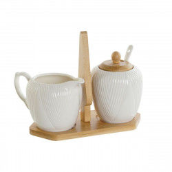 Milk jug and sugar bowl DKD Home Decor White Natural Bamboo Porcelain 19,5 x...
