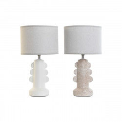 Desk lamp Home ESPRIT White Beige Stoneware 40 W 220 V 23 x 23 x 41 cm (2 Units)
