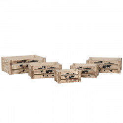 Set of decorative boxes Home ESPRIT Brown Black Paolownia wood World Map 39 x...