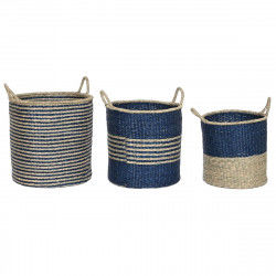Basket set Home ESPRIT Blue Natural Jute Seagrass Mediterranean 43 x 43 x 54...