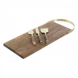 Cutting board DKD Home Decor Golden Natural Stainless steel Acacia 46,5 x...