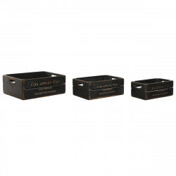 Storage boxes Home ESPRIT Cox Apples 1830 Black Fir wood 40 x 30 x 15 cm 3...