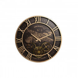 Wall Clock DKD Home Decor Aeroplane Crystal Golden Iron Dark brown (52 x 5 x...