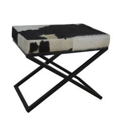 Foot-of-bed Bench DKD Home Decor Biały Czarny Krowa Metal 60 x 40 x 50 cm