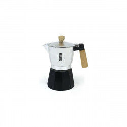 Italian Coffee Pot Quttin Wood Aluminium 6 Cups