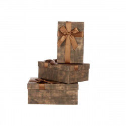 Set of decorative boxes Brown Black Cardboard Stripes Lasso 3 Pieces
