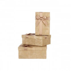 Set of decorative boxes Beige Cardboard Stripes Lasso 3 Pieces