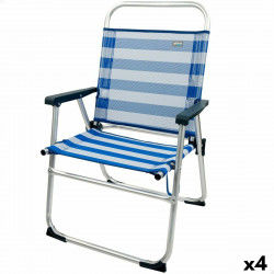 Fotel plażowy Aktive Niebieski Biały 48 x 88 x 50 cm Aluminium Składany (4...