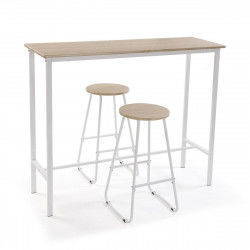 Table set with 2 chairs Versa White PVC Metal MDF Wood 40 x 120 x 100 cm