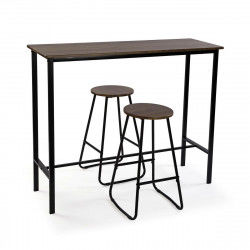 Ensemble Table + 2 Chaises Versa Noir PVC Métal Bois MDF 40 x 120 x 100 cm