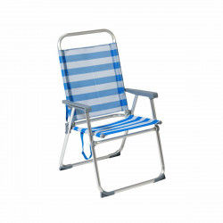 Beach Chair 22 mm Stripes Blue Aluminium 52 x 56 cm (52 x 56 x 92 cm)