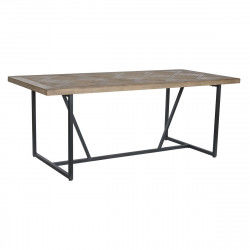 Dining Table Home ESPRIT Black Natural Metal Fir 195 x 90 x 76 cm