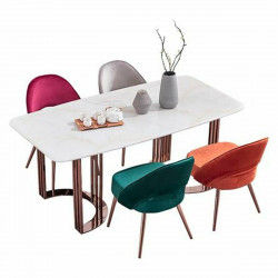 Dining Table DKD Home Decor White Grey Copper Golden Marble Steel 180 x 90 x...
