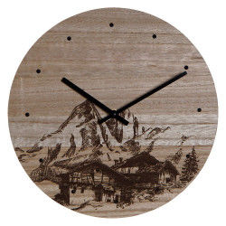 Wall Clock DKD Home Decor 8424001759712 Black Wood MDF Wood Moutain 30 x 30 x...