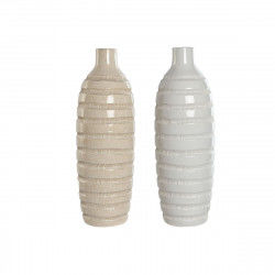 Vaso Home ESPRIT Beige Ceramica 19 x 19 x 55 cm (2 Unità)
