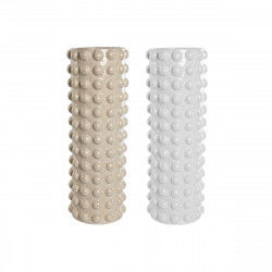 Vaso Home ESPRIT Bianco Beige Ceramica 17 x 17 x 50 cm (2 Unità)