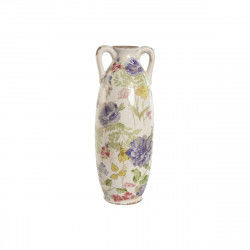 Vase Home ESPRIT White Multicolour Lilac Stoneware 13 x 13 x 35 cm