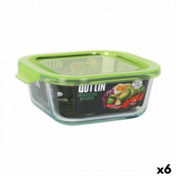 Square Lunch Box with Lid Quttin Green 750 ml (6 Units)