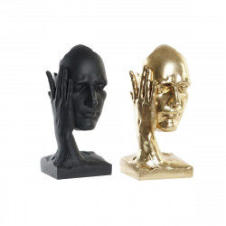 Decorative Figure DKD Home Decor Face Black Golden 13,5 x 13,5 x 29,5 cm (2...