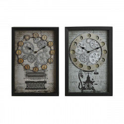 Horloge Murale Home ESPRIT Jaune Blanc Noir Gris Métal Verre Vintage 27,5 x...
