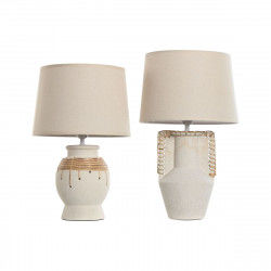 Desk lamp Home ESPRIT Beige Natural Ceramic 50 W 220 V 28 x 28 x 47 cm (2 Units)
