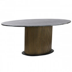 Dining Table Home ESPRIT Black Golden Brass Marble 200 x 110 x 76 cm