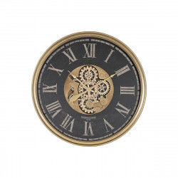 Orologio da Parete Home ESPRIT Nero Dorato Cristallo Ferro 80 x 9,5 x 80 cm