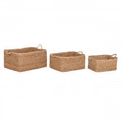 Basket set Home ESPRIT Natural Natural Fibre Boho 50 x 40 x 30 cm (3 Pieces)