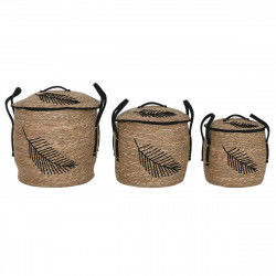 Basket set Home ESPRIT Black Natural Boho 42 x 42 x 50 cm (3 Pieces)