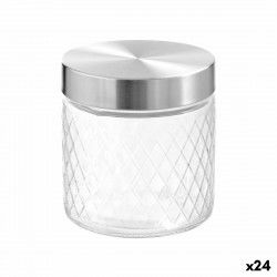 Jar Anna With relief Glass Steel 830 ml (24 Units)