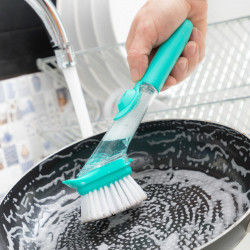 Scourer Brush with Handle and Soap Dispenser Cleasy InnovaGoods Green Plastic...