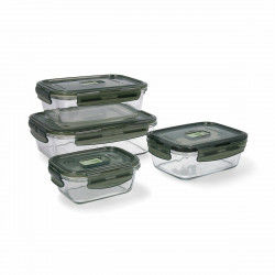 Set of lunch boxes Luminarc Pure Box Hermetic Dark green Glass 4 Pieces