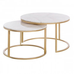 Set of 2 tables White Golden 79 x 79 x 45 cm (2 Units)