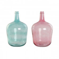 Vase DKD Home Decor Green Pink Tempered Glass 25 x 25 x 40 cm (2 Units)